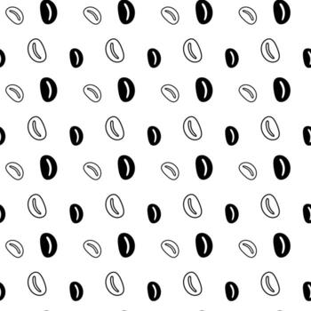 Black and White Seamless endless pattern with coffee beans. Repeat texture. Abstract background vector