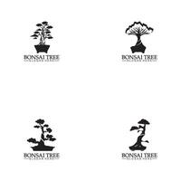 Bonsai logo design silhouette icon vector