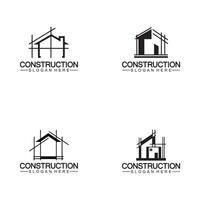 construcción, reparación de viviendas y diseño de logotipo de concepto de construcción, plantilla de logotipo de vector de construcción de viviendas