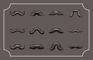 doce iconos de estilos de bigotes vector