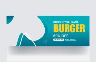 banner de anuncios culinarios de comida rápida hamburguesa diseño de portada de redes sociales plantilla de diseño de miniatura de banner de portada posterior vector