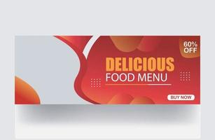 delicious food menu banner burger social media cover design post cover banner thumbnail design template vector