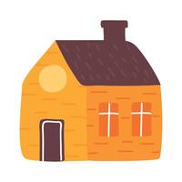 yellow cute house vector