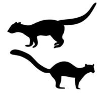 Marten group silhouette. Forest weasel. Isolated on a white background vector