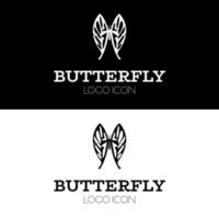 tatuaje de mariposa y diseño de logotipo con concepto de silueta de ala de ramita de hoja abstracta vector