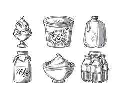 milk products sketch vector