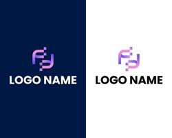 letter f and s with tech modern logo design template vector