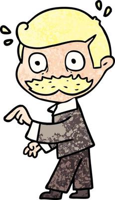 cartoon man with mustache making a point