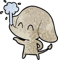 cute cartoon elephant spouting water vector