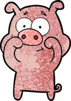 happy cartoon pig vector