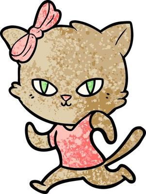 cute cartoon cat jogging