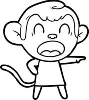 shouting cartoon monkey pointing vector