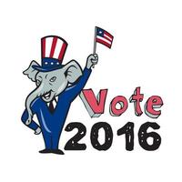 Vote 2016 Republican Mascot Waving Flag Cartoon vector