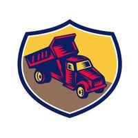 DumpTruck Shield Woodcut vector