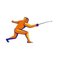 Fencing Thrust Side View Retro vector