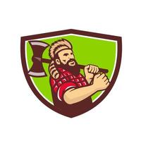 Lumberjack Axe Shield Retro vector