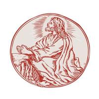 Jesus Christ Agony in the Garden Etching vector