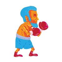 Bearded Boxer Boxing Cartoon WPA vector