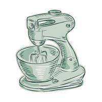 Kitchen Mixer Vintage Etching vector