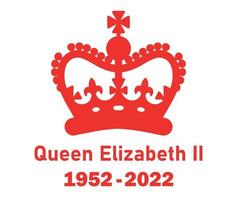 reina elizabeth corona 1952 2022 símbolo rojo icono ilustración vectorial elemento de diseño abstracto vector