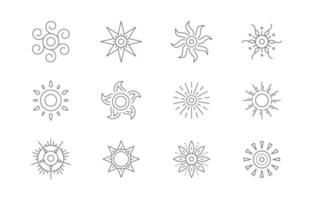 Line Art Sun Icon Collection vector