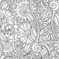 Seamless pattern background with abstract flowers, leaves vector