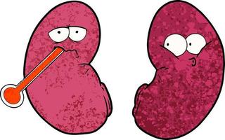 cartoon unhealthy kidney vector