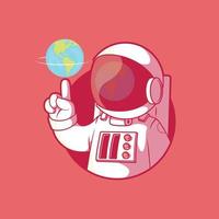 personaje de astronauta girando la ilustración de vector de mundo. ciencia, tecnología, concepto de diseño de imaginación.