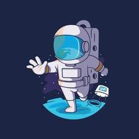 Astronaut running in space vector illustration. Funny, science, imagination design concept.