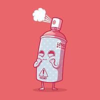 Cute can character spraying love vector illustration. Funny, love, emotion design concept.