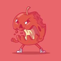 Angry Apple character vector illustration. Nutrition, mascot, funny design concept.