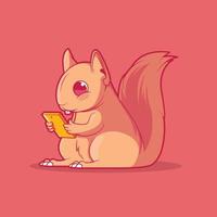 Cute Squirrel holding a tablet vector illustration. Technology, gaming, brand design concept.