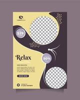 Folleto elegante y promoción de centro de tratamiento de belleza de plantilla de folleto con tamaño a4. concepto creativo de diseño moderno de spa de salón profesional, mascarilla para el cabello, peinado, venta de cosméticos, centro de belleza, etc. vector