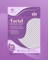 folleto y folleto de diseño de plantilla creativo y moderno para la promoción del centro de atención de belleza facial con tamaño a4. afiche vectorial y pancarta para clínica de belleza, spa capilar, venta cosmética, algo natural, etc. vector