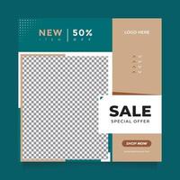 Special Offer fashion sale social media post and banner template for promotion with modern color vector