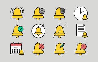 Simple Flat Color Of Bell Icons Collection vector