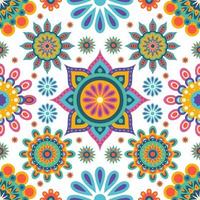 Rangoli Colorful Geometric Flowers Seamless Pattern Background vector