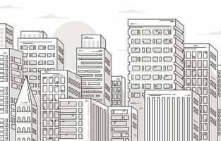 Hand Drawn Cityscape Building vector