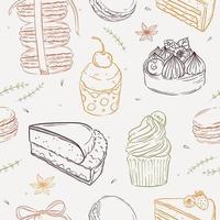 Hand Drawn Sweet Dessert Seamless Background vector