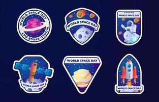 World Space Day Sticker or Badges Collection vector