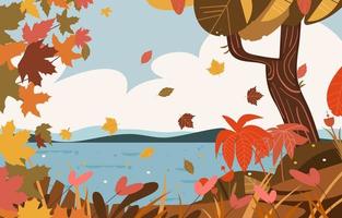 Forest Leaves Fallen in Autumn Season Background vector