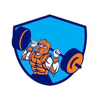 Knight Lifting Barbell Crest Retro vector