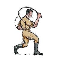 Lion Tamer Bullwhip Isolated Drawing vector