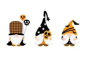 Vector - Set cute Gnome on Halloween clothes concept. Clip art. Bundle. Can be use for print, paper, sticker, card, web, poster, banner.