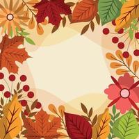 fondo floral de las temporadas de otoño en cada esquina vector