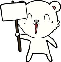 polar bear with protest sign cartoon vector