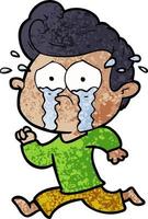 cartoon crying man running vector