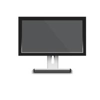Computer monitor. Smart TV, 4K Full hd TV flat screen LCD Widescreen plasma. White blank monitor mockup. Realistic vector illustration
