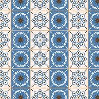 azulejo portugués azul y beige vector
