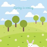 Spring Background with Bunny vector